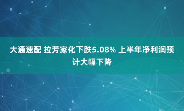 大通速配 拉芳家化下跌5.08% 上半年净利润预计大幅下降